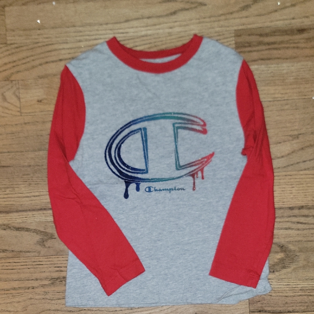 Champion Kids Red and Gray Long Sleeve Tee